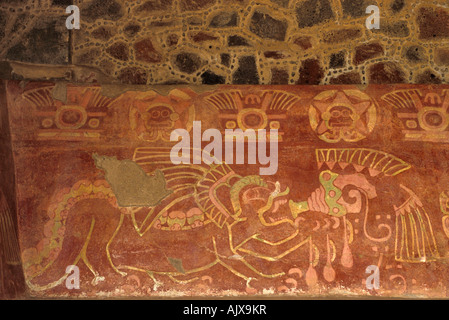 Palais de Quetzalpapalotl-mural du Palacio de los Jaguares de Teotihuacan au Mexique Banque D'Images