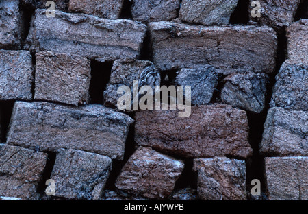Des piles de la tourbe Torf / Torfsoden / Gestochener Banque D'Images
