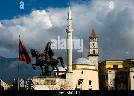 La place Skanderbeg, Tirana, Albanie Banque D'Images