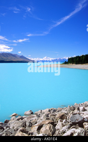 Le lac Pukaki Aoraki Mount près de Nouvelle-Zélande Banque D'Images