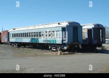 Voitures de chemin de fer dans le sud de Santa Fe Railway Nouveau Mexique États-Unis Amérique du Nord Etats-Unis Banque D'Images