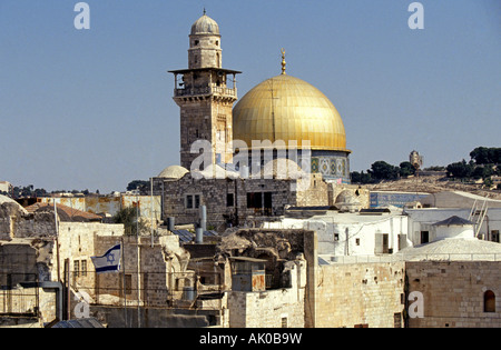 Une vue sur le dôme du Rocher et le vieux Jérusalem dans la ville de Jérusalem Banque D'Images