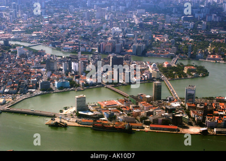 Vue aérienne du centre-ville de Recife Pernambuco Brésil S Atlantic Banque D'Images