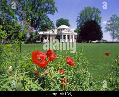 Une vue sur le jardin et le parc de Monticello accueil de Thomas Jefferson troisième président des Etats-Unis Banque D'Images