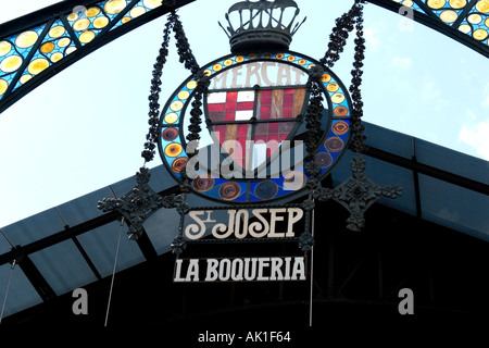 Entrée du Mercat de Sant Josep, La Boqueria, Rambla de Sant Josep, Las Ramblas, Barcelone, Catalogne, Espagne Banque D'Images