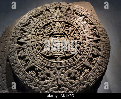 Calendrier aztèque au Musée national d'anthropologie de Mexico Banque D'Images