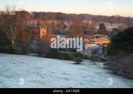 Lanhydrock house et dans le jardin d'hiver de Cornwall le gel Banque D'Images