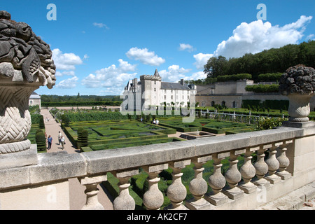 Jardins et château de Villandry, la vallée de la Loire, France Banque D'Images