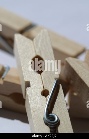 Chevilles en bois, lave-linge Banque D'Images