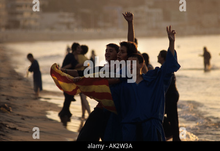 Maures et Chrétiens débarquer festival à Villajoyosa. Costa Blanca, Alicante, Espagne. Banque D'Images