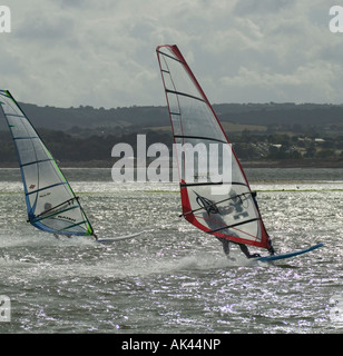 Planche à voile sur l'estuaire de la rivière Exe Grande-bretagne Devon Exmouth Banque D'Images