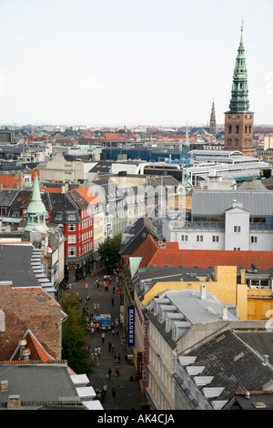 Vue sur Copenhague, du haut de la Rundetaarn, Copenhague, Danemark. Banque D'Images