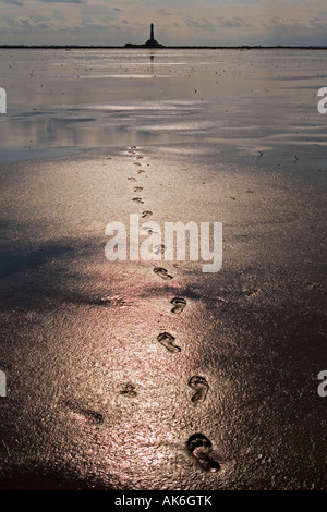 Empreintes de pieds dans le sable Banque D'Images