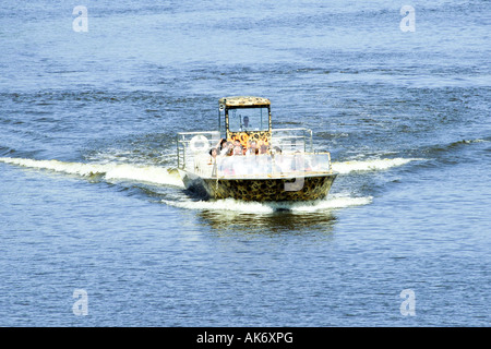 Bateaux de touristes sur la rivière Wisconsin Dells dans le wifi Banque D'Images