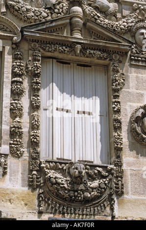 Fenêtre de secours tête de lion Maison Maillard rue des Forges à Dijon France Banque D'Images