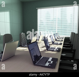 Le rendu 3D d'une salle de réunion vide Banque D'Images