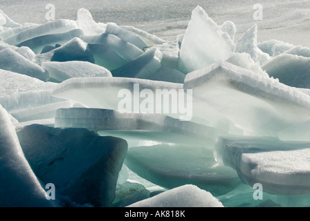 Glace le long des rives du Lac St Clair Grosse Point Michigan Banque D'Images