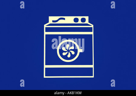 Lave-linge CONNEXION CAMPING SUR FOND BLEU Banque D'Images