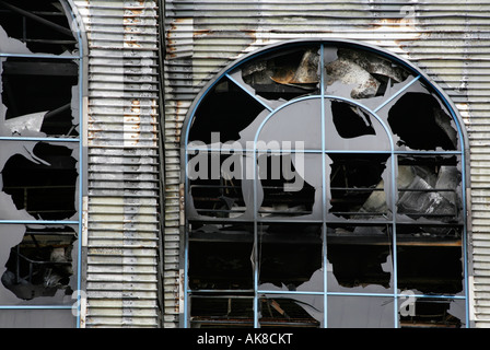 Détail des installations et de l'usine incendiée, Ladysmith Road, Grimsby. Banque D'Images