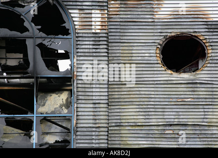 Détail des installations et de l'usine incendiée, Ladysmith Road, Grimsby. Banque D'Images