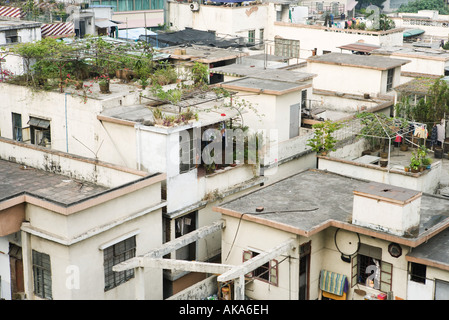 La Chine, la province de Guangdong, Guangzhou, vue de toits Banque D'Images