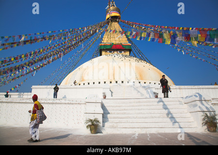 Le Népal, Katmandou, Bodhnath stupa bouddhiste, Lhosar tibétain et le festival du Nouvel An Sherpa Banque D'Images