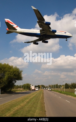 British Airways avion de l'aéroport Heathrow de Londres approches HOMER SYKES Banque D'Images