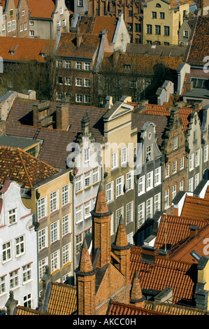 Vue aérienne de Dlugi Targ Old Town Gdansk Pologne Banque D'Images