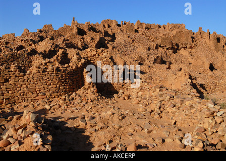 Ruines de la vieille ville Ouadane Adrar Mauritanie région Banque D'Images