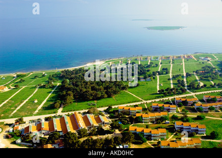 Croatie, péninsule d'Istra, champs en mer, vue aérienne Banque D'Images