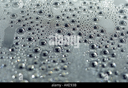 Les gouttelettes d'eau condensée sur verre Banque D'Images