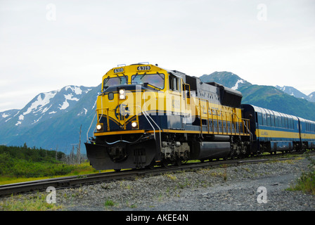 Alaska Railroad entre Whittier et Anchorage Alaska AK U S États-Unis Montagnes Chugach moteur Seward Highway Banque D'Images