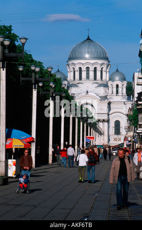 Kaunas, Laisves-Allee Freiheitsallee (die Fussgängerzone) entstand 1982 als erste Fussgängerzone der Sowjetunion. Den nördlichen Banque D'Images