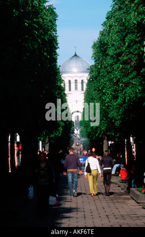 Kaunas, Laisves-Allee Freiheitsallee (die Fussgängerzone) entstand 1982 als erste Fussgängerzone der Sowjetunion. Den nördlichen Banque D'Images