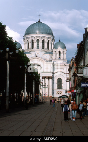 Kaunas, Laisves-Allee Freiheitsallee (die Fussgängerzone) entstand 1982 als erste Fussgängerzone der Sowjetunion. Den nördlichen Banque D'Images