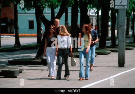 Kaunas, Laisves-Allee Freiheitsallee (die Fussgängerzone) entstand 1982 als erste Fussgängerzone der Sowjetunion. Banque D'Images