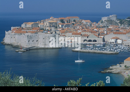 Vue sur la vieille ville de Dubrovnik, Croatie Banque D'Images