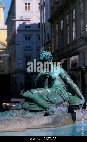 Wien, Österreich, Hoher Markt, Donnerbrunnen, geschaffen 1739 vom Bildhauer Georg Raphael Donner. Banque D'Images