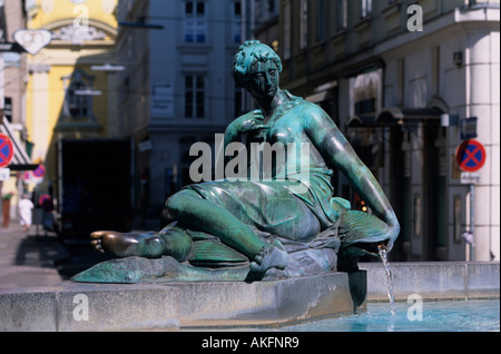 Wien, Österreich, Hoher Markt, Donnerbrunnen, geschaffen 1739 vom Bildhauer Georg Raphael Donner. Banque D'Images