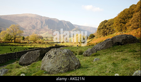 Stonethwaite vue sur la vallée de Borrowdale Fells Banque D'Images