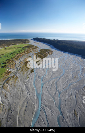 Waiho, près de Franz Josef Glacier Côte ouest de l'île du Sud Nouvelle-zélande aerial Banque D'Images