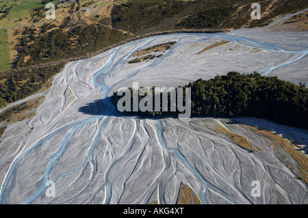 Waiho, près de Franz Josef Glacier Côte ouest de l'île du Sud Nouvelle-zélande aerial Banque D'Images