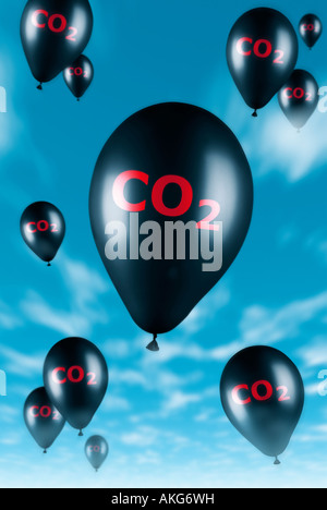 Ballons Ballons CO CO2 Banque D'Images