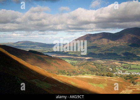 Paysage d'automne vue depuis Barrow porte à Skiddaw et Braithwaite et Bassenthwaite Banque D'Images