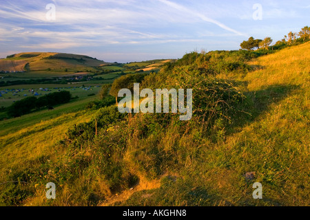 Vue sur le paysage à Seatown près de Bridport Dorset dans le sud-ouest de l'Angleterre UK Banque D'Images