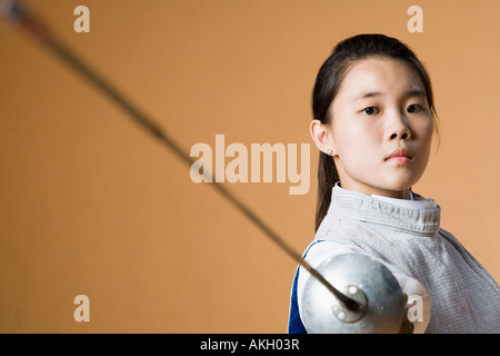 Close-up of fencing fencer Banque D'Images