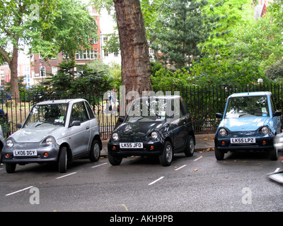 Reva G Wiz voitures électriques dans le centre de Londres au Royaume-Uni Banque D'Images