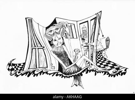 Dessin par Sharon Scott Leeds West Yorkshire Angleterre UK Banque D'Images