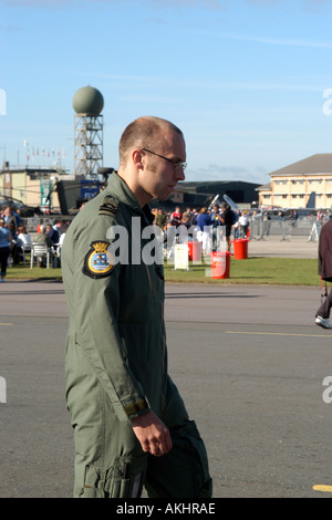 Membre de l'équipage du vol 771 de British Royal Navy Fleet Air Arm. Banque D'Images