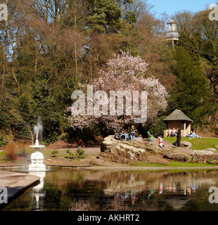 Lac et fontaine dans Williamson Park Banque D'Images